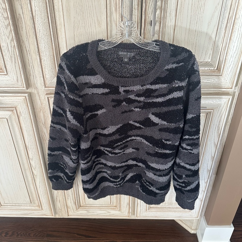 Barefoot Dreams Cozychic Black Gray Seaside Crew-Neck sweater